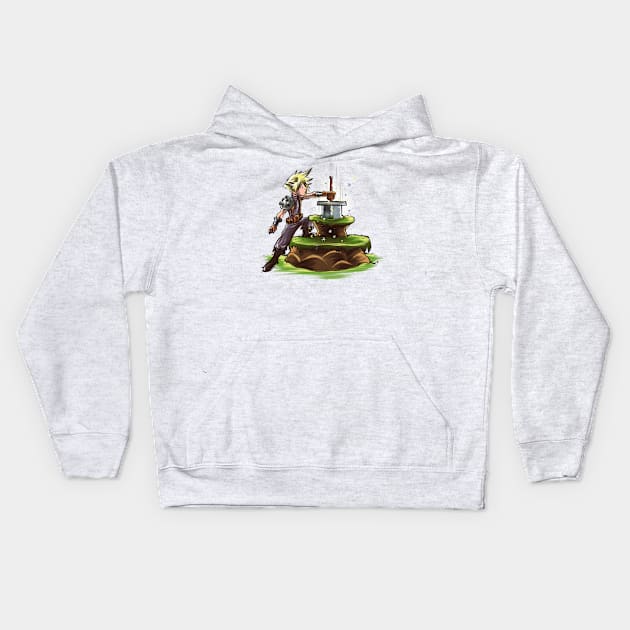 The Buster Sword in the Stone Kids Hoodie by AlbertoArni